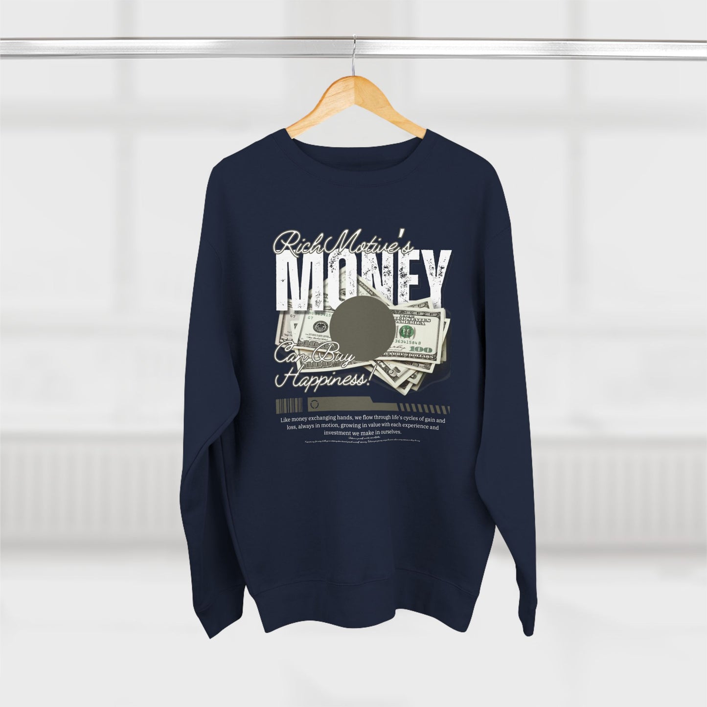 Rich motive's Money Crewneck Sweatshirt - Cozy and Motivational Apparel