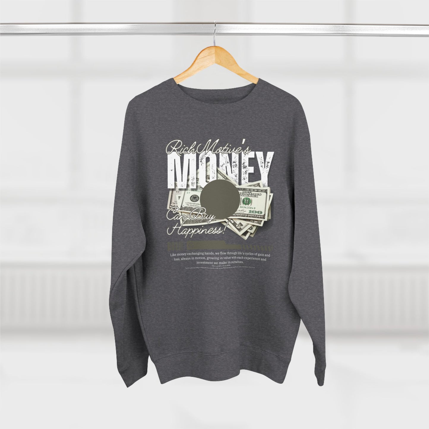 Rich motive's Money Crewneck Sweatshirt - Cozy and Motivational Apparel