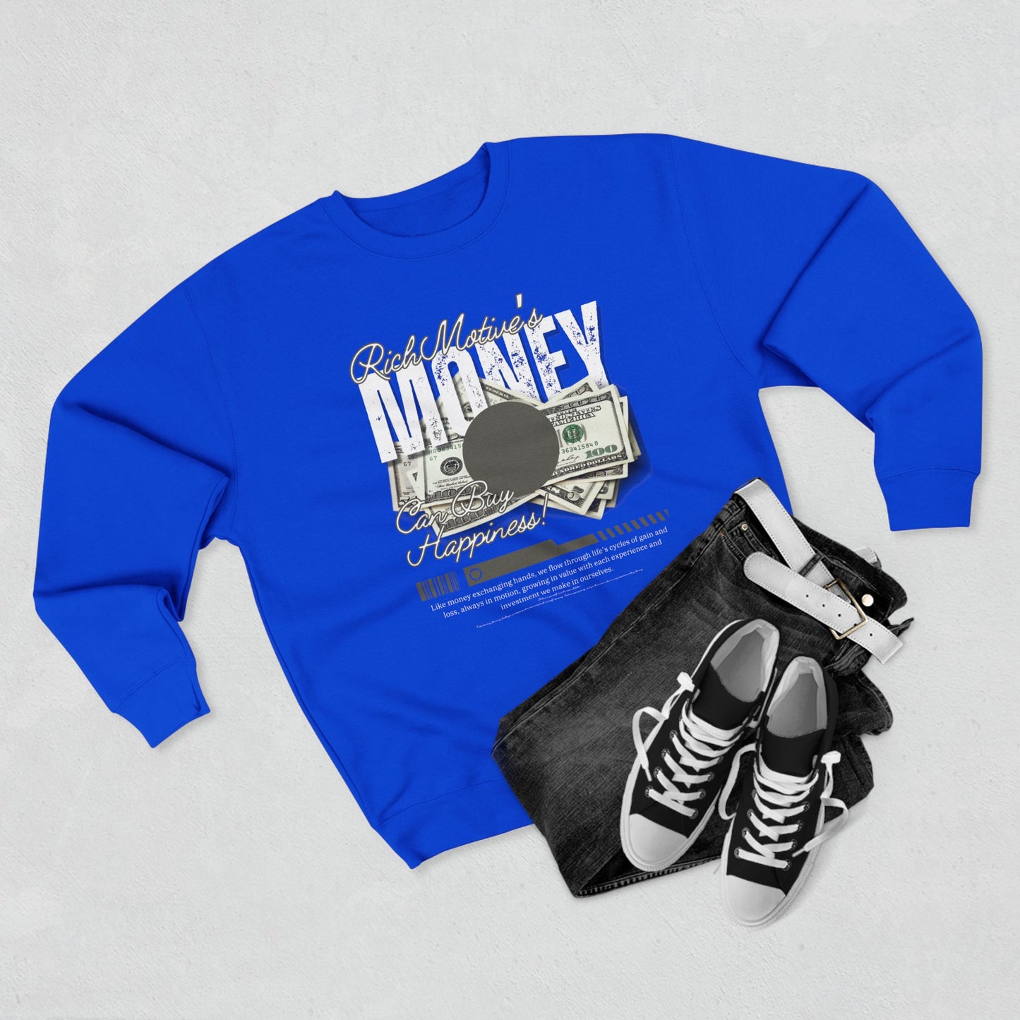 Rich motive's Money Crewneck Sweatshirt - Cozy and Motivational Apparel