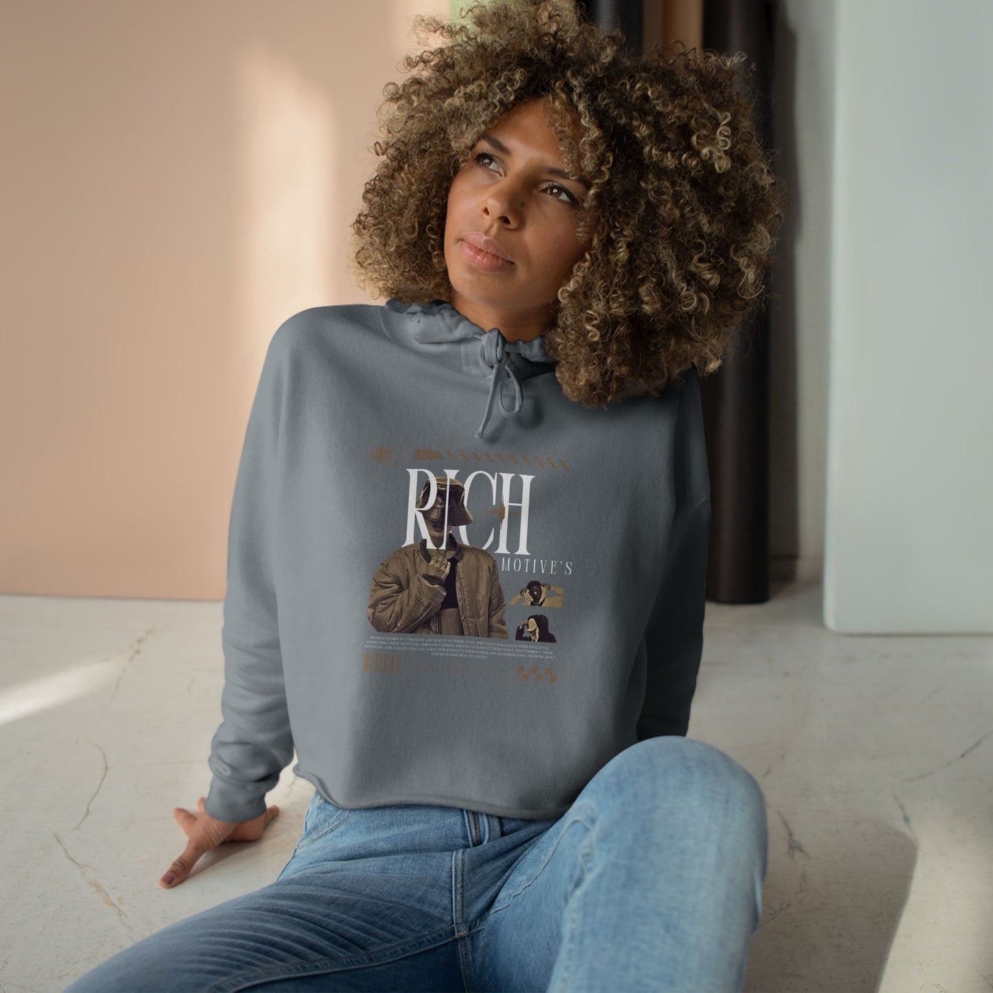 Rich Motive's Artistic Crop Hoodie - Stylish, Casual & Unique