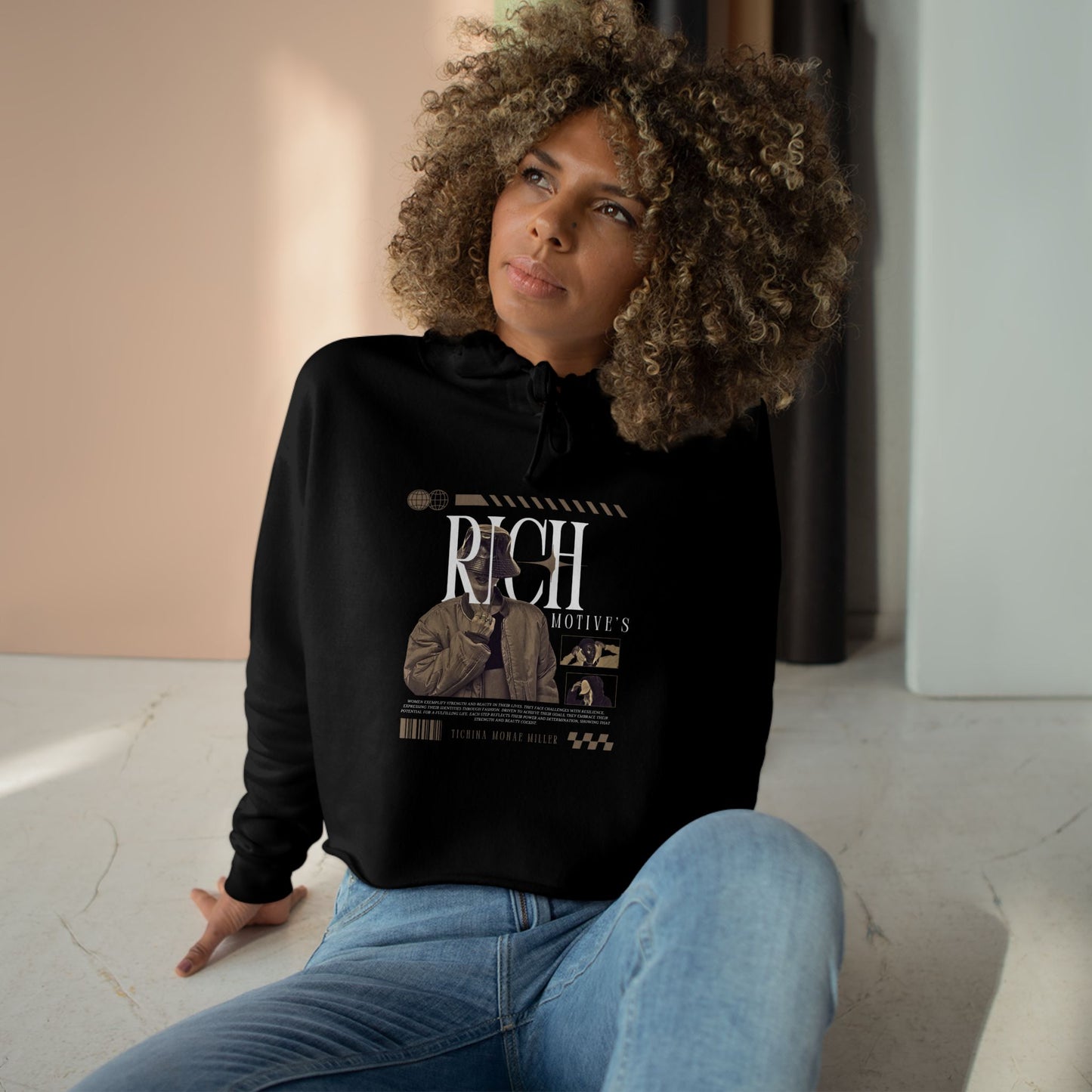 Rich Motive's Artistic Crop Hoodie - Stylish, Casual & Unique